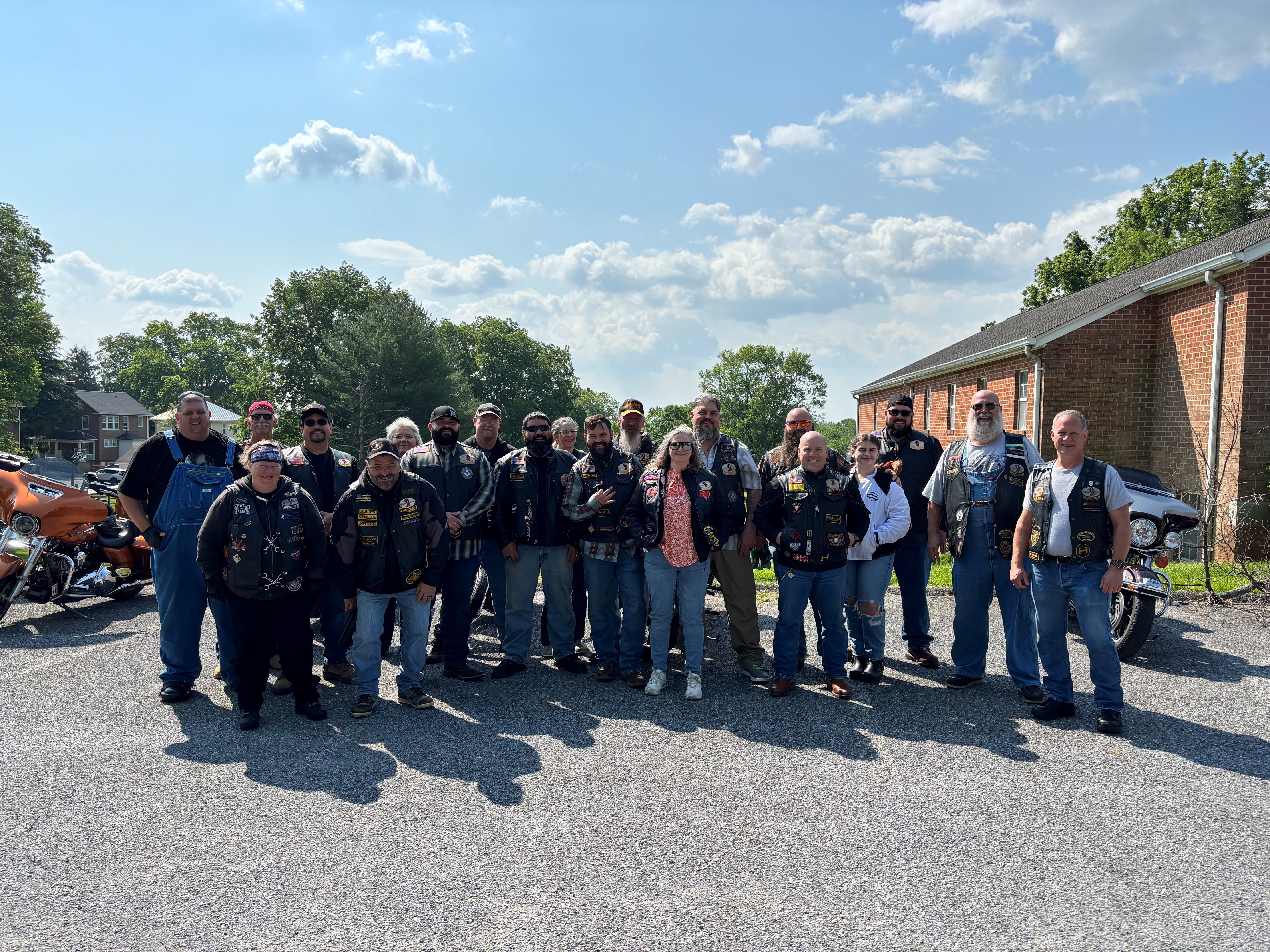 Sally O'Donnell with her motorcycle group