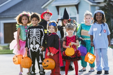 Children in Halloween costumes